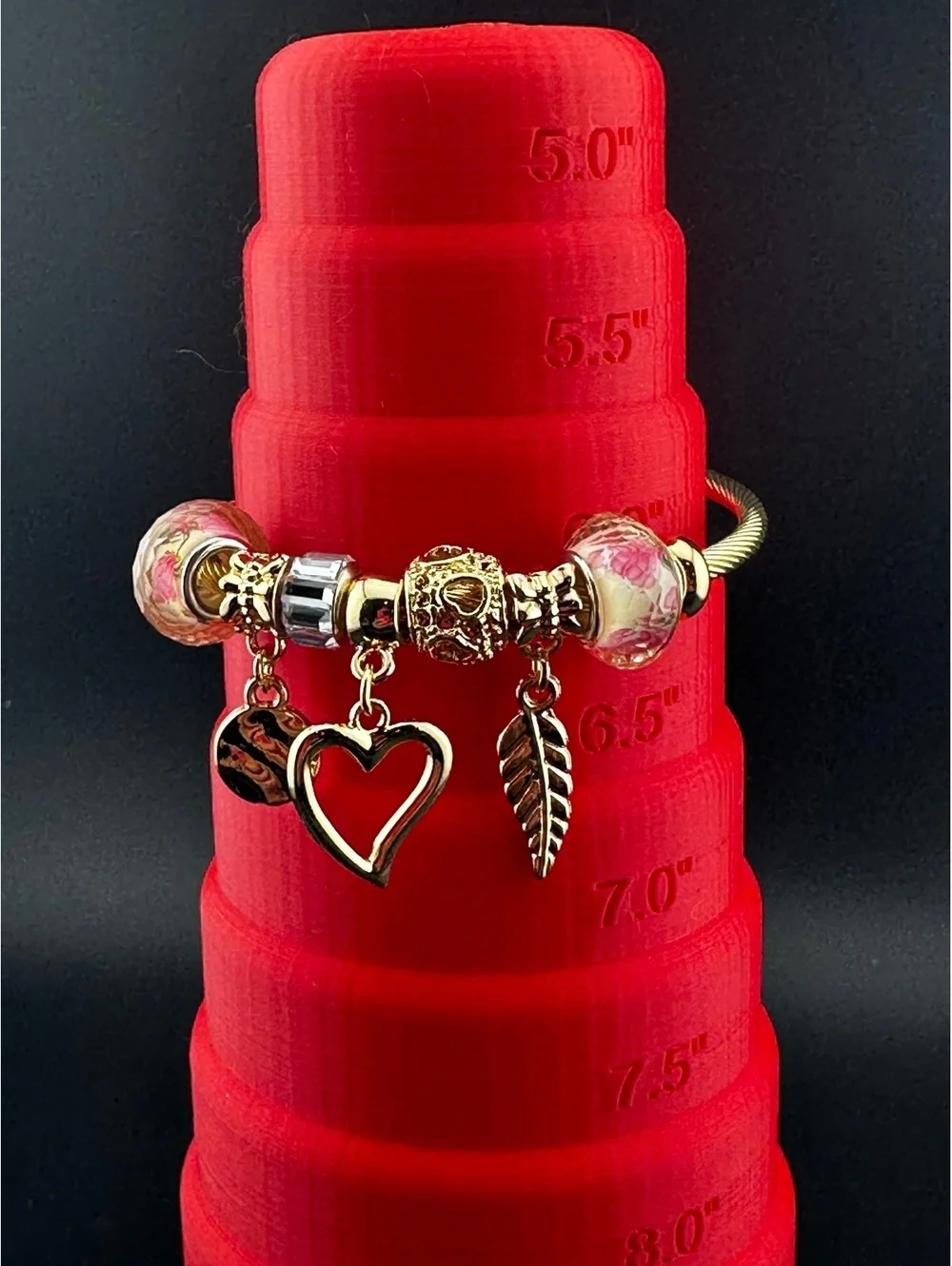Adjustable Gold Stainless Steel Bracelet Elegant Heart Charm